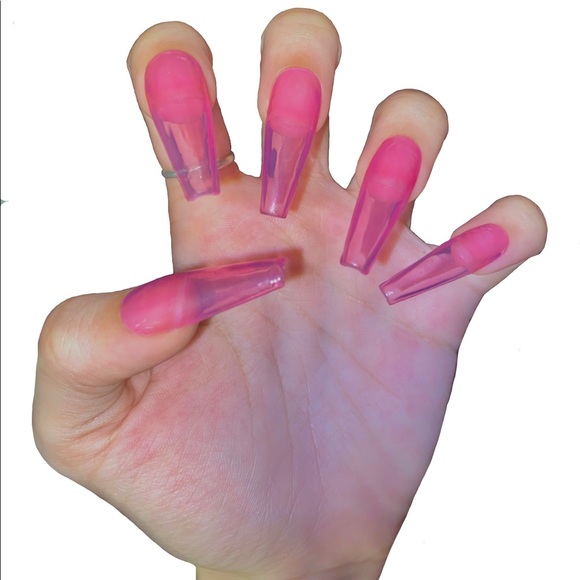 Jelly pink transparent press on nails - Picture 1 of 6